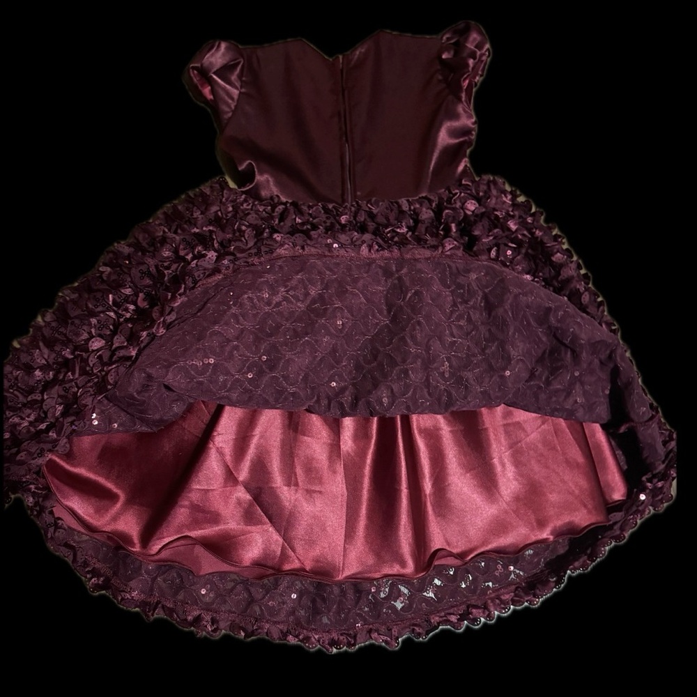 Elegant Deep Red Ruffled Dress - Picture 3 of 5